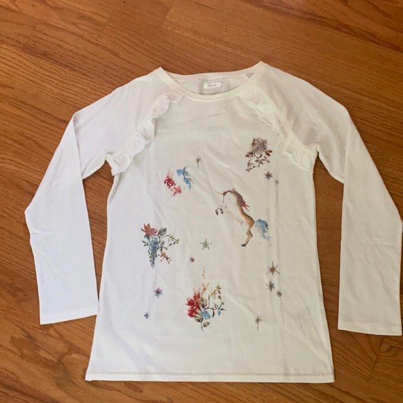 NWT girls cream unicorn glitter sequin top from NEXT Sz 12 years - Picture 1 of 10